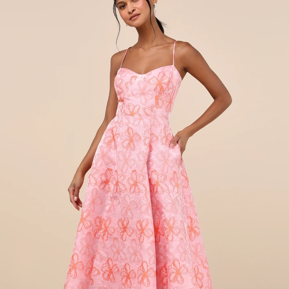 Lulu's Pink and Orange Floral Maxi Dress